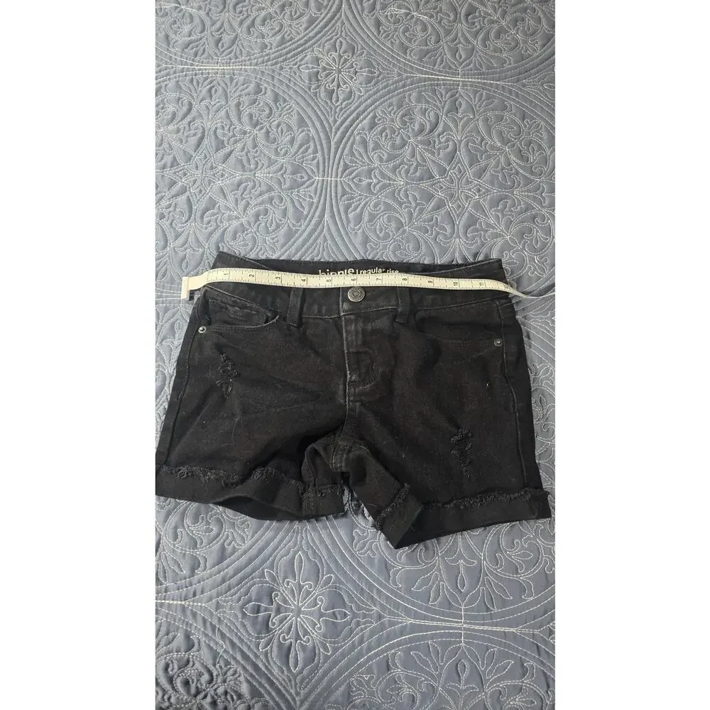 Hippie Girl Cassedy Black Denim Cuffed Shorts Stretch Casual Minimalist Size 8